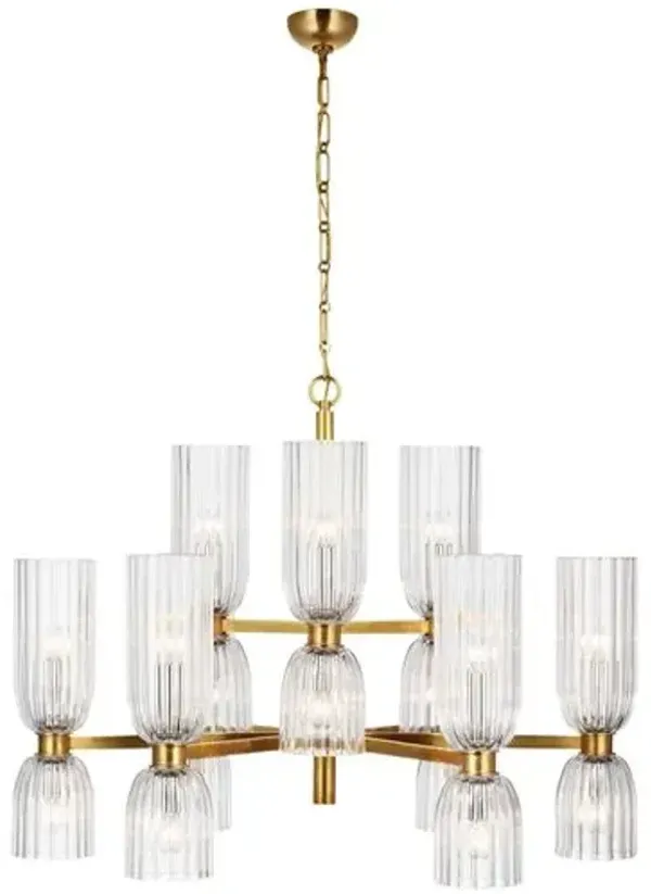 Visual Comfort - Asalea Medium Two-Tier Glass Chandelier - Gold