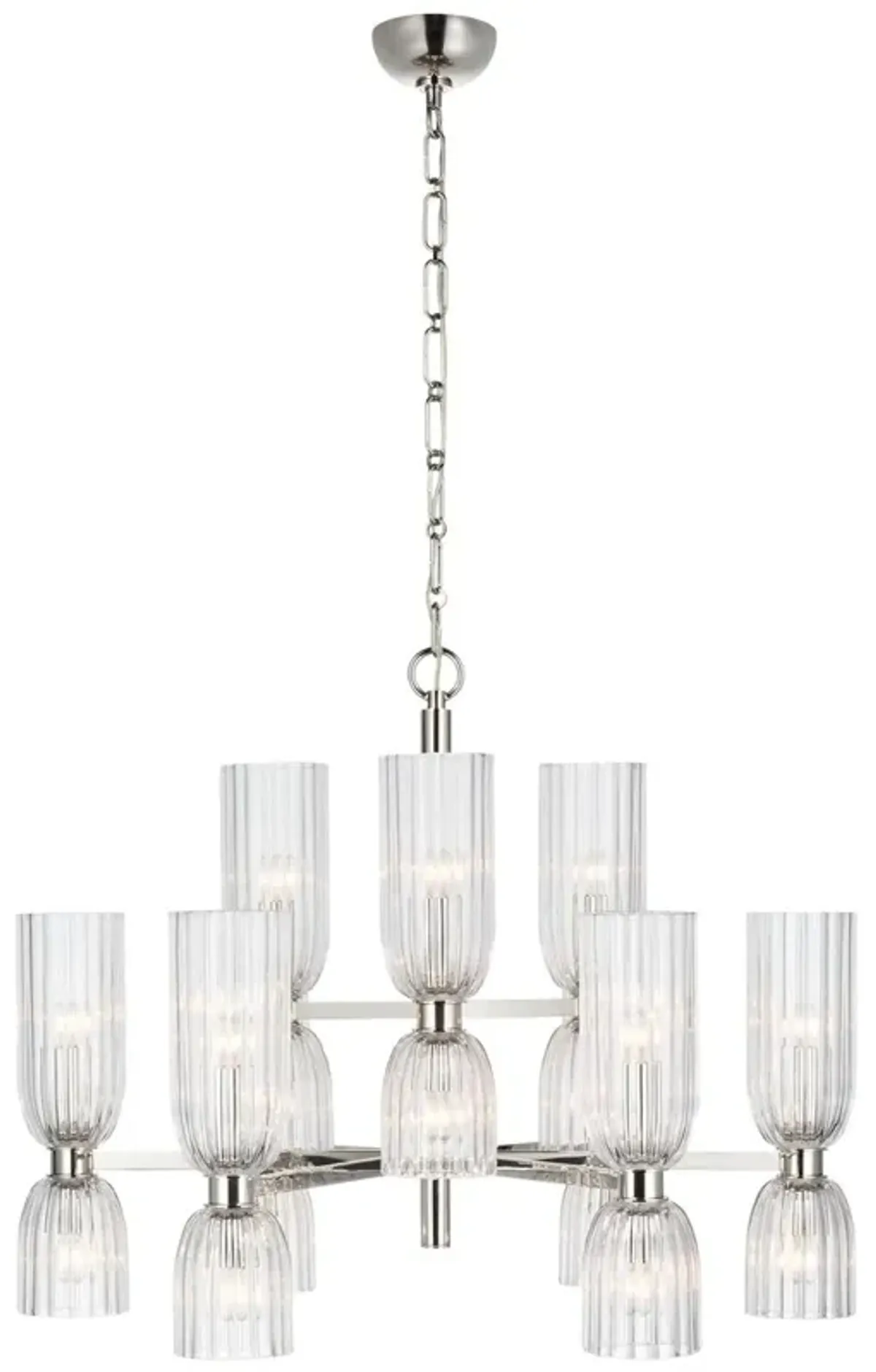 Visual Comfort - Asalea Medium Two-Tier Glass Chandelier - Silver