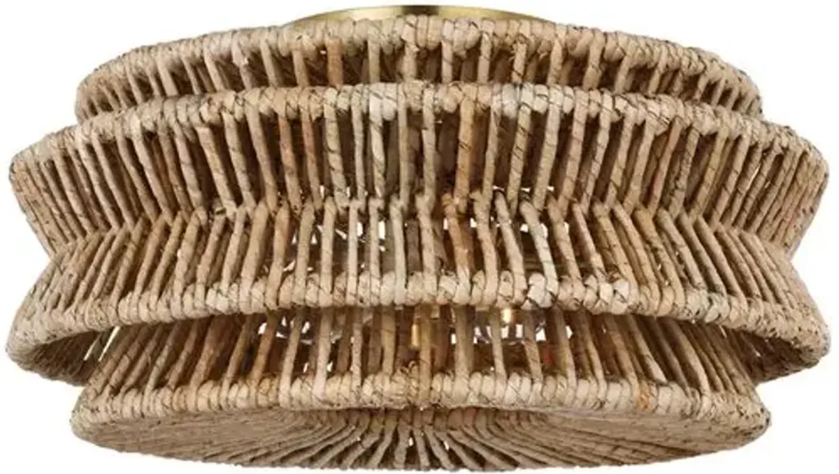 Visual Comfort - Antigua Natural Abaca Drum Semi-Flush Mount - Gold