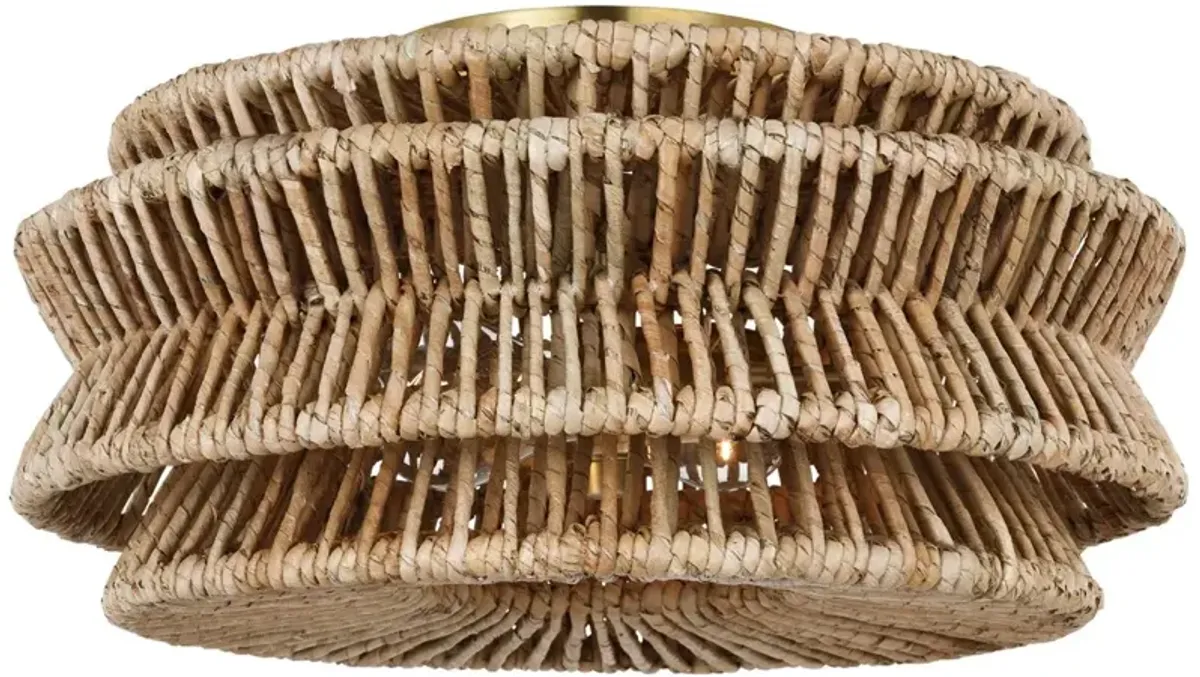 Visual Comfort - Antigua Natural Abaca Drum Semi-Flush Mount - Gold