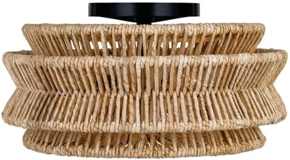 Visual Comfort - Antigua Natural Abaca Drum Semi-Flush Mount - Brown