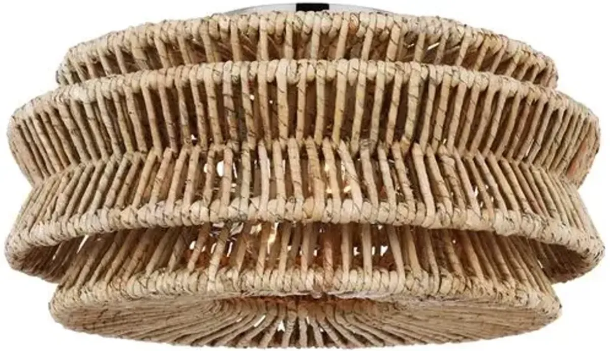 Visual Comfort - Antigua Natural Abaca Drum Semi-Flush Mount - Silver