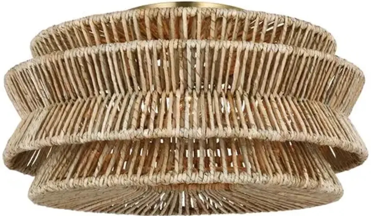 Visual Comfort - Antigua Natural Abaca Drum Semi-Flush Mount - Gold