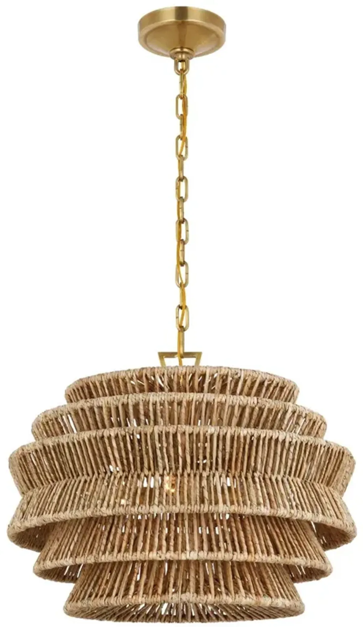 Visual Comfort - Antigua Natural Abaca Drum Chandelier - Gold