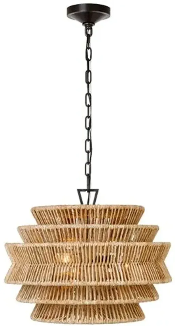 Visual Comfort - Antigua Natural Abaca Drum Chandelier - Brown