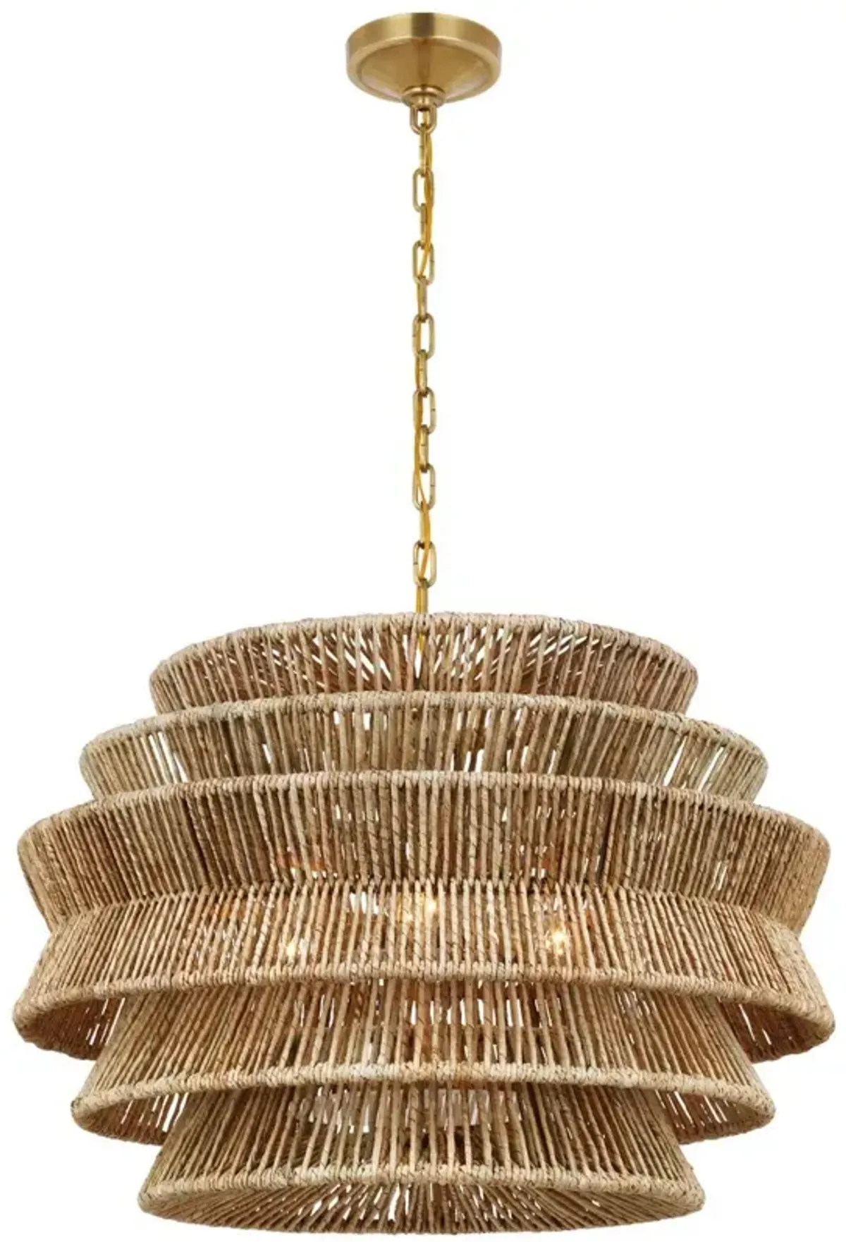 Visual Comfort - Antigua Natural Abaca Drum Chandelier - Gold