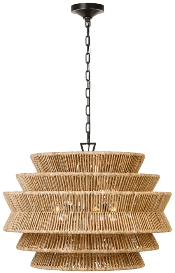 Visual Comfort - Antigua Natural Abaca Drum Chandelier - Brown