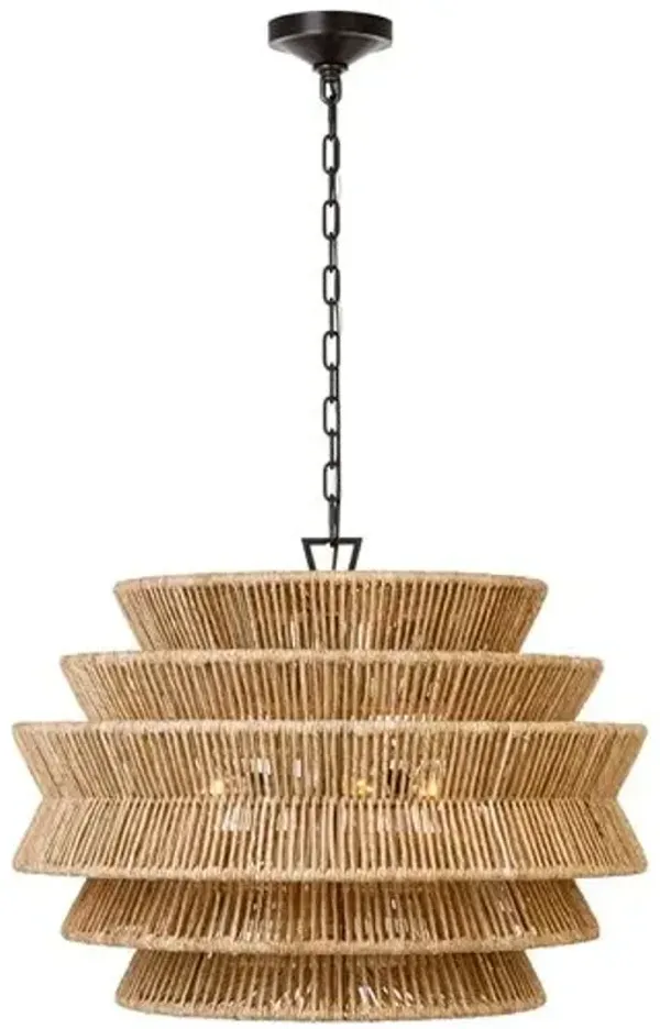 Visual Comfort - Antigua Natural Abaca Drum Chandelier - Brown