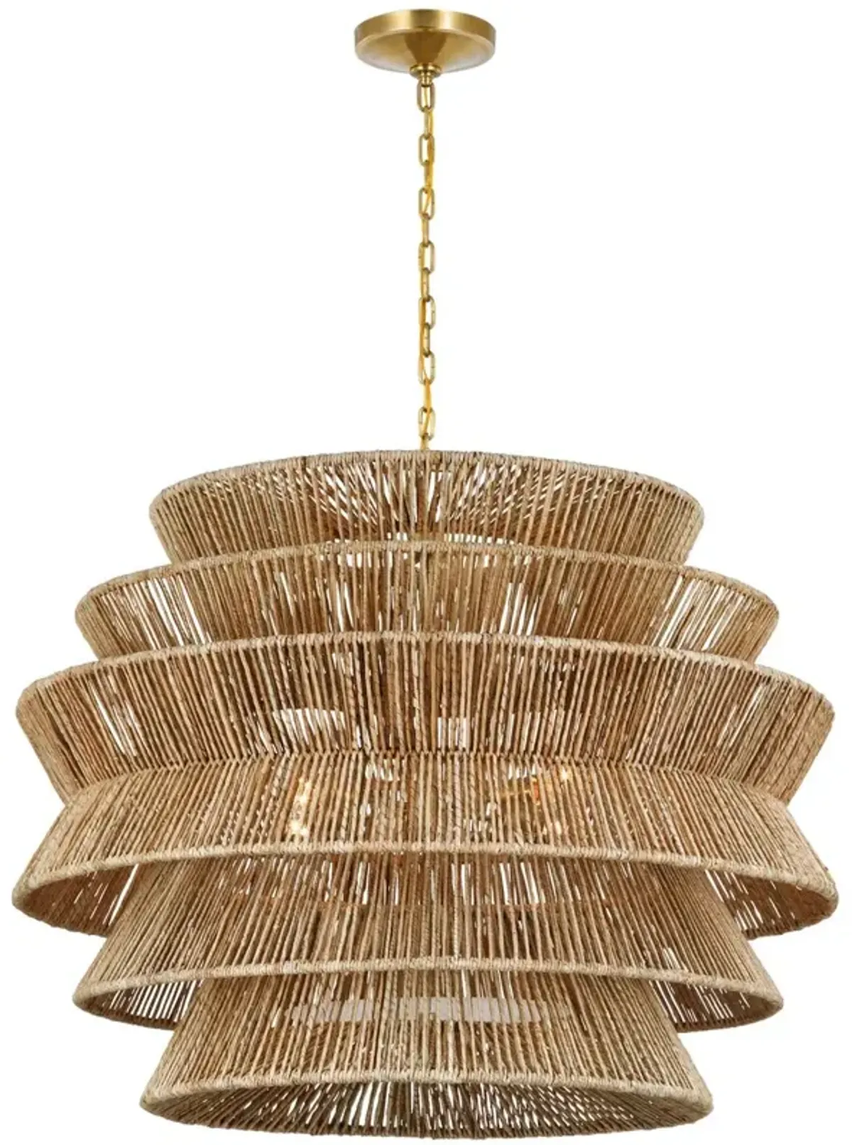 Visual Comfort - Antigua Natural Abaca Drum Chandelier - Gold