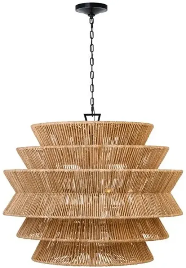 Visual Comfort - Antigua Natural Abaca Drum Chandelier - Brown