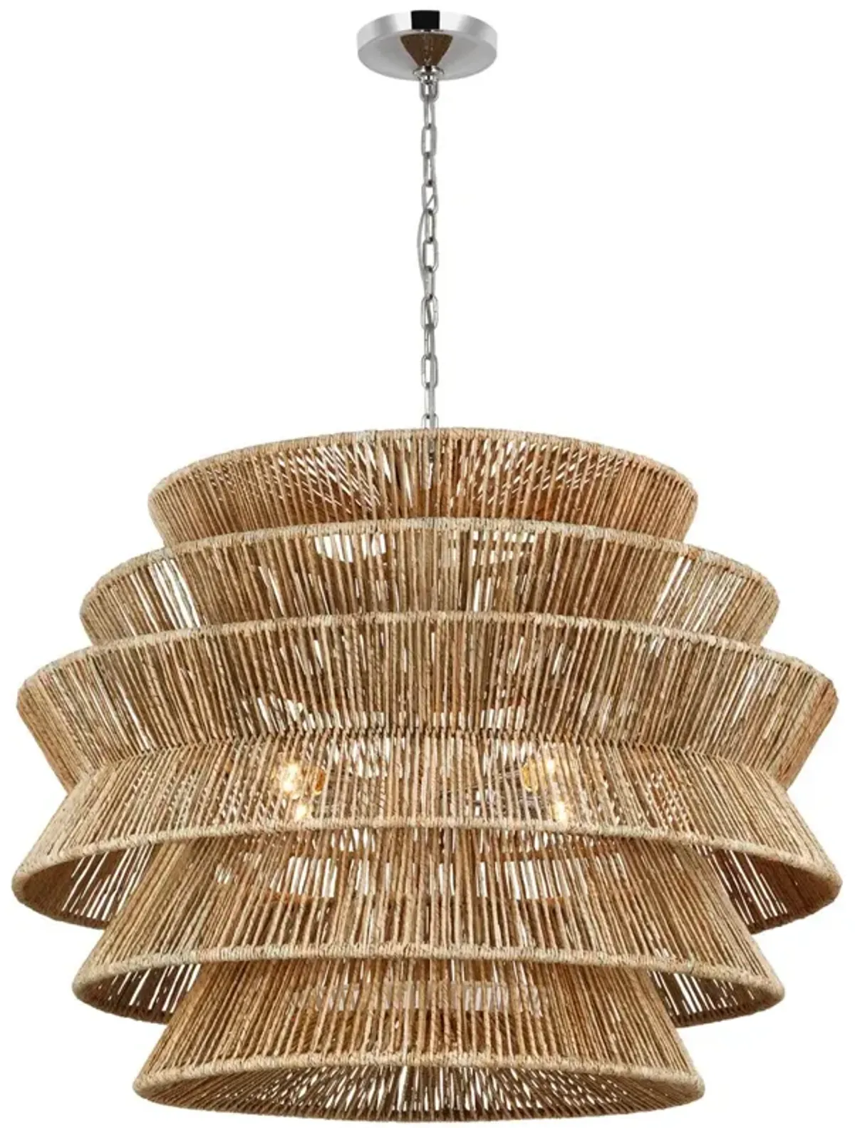 Visual Comfort - Antigua Natural Abaca Drum Chandelier - Silver