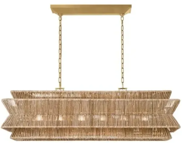 Visual Comfort - Antigua 54" Natural Abaca Linear Chandelier - Gold
