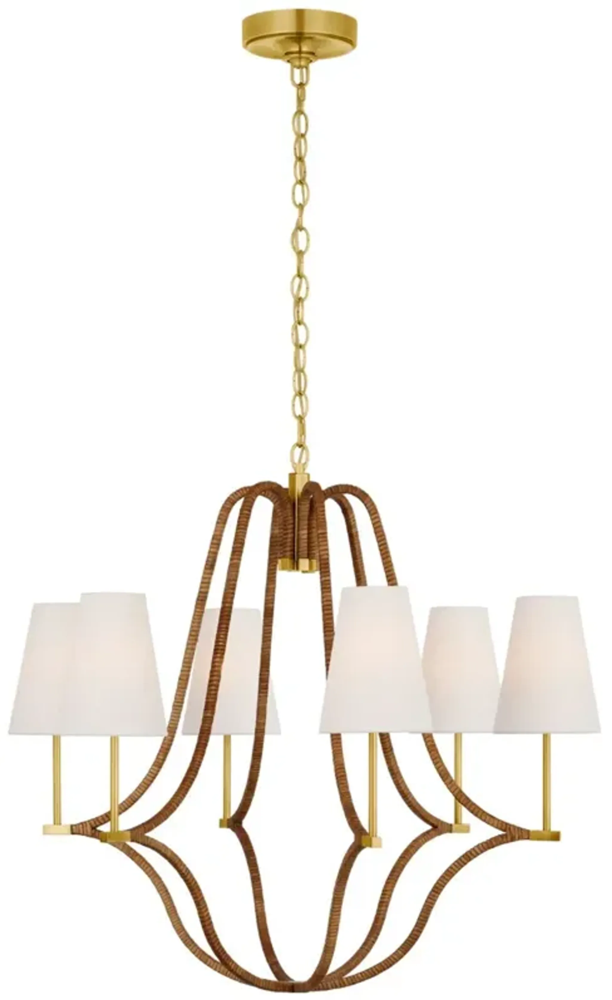 Visual Comfort Biscayne Large Rattan Wrapped Chandelier Gold One Kings ...