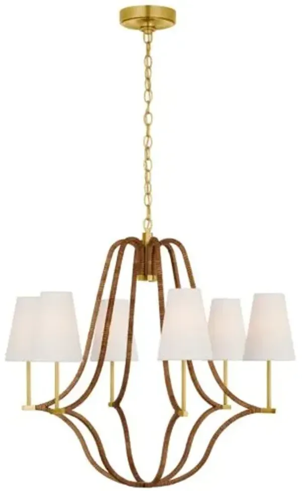 Visual Comfort - Biscayne Large Rattan-Wrapped Chandelier - Gold