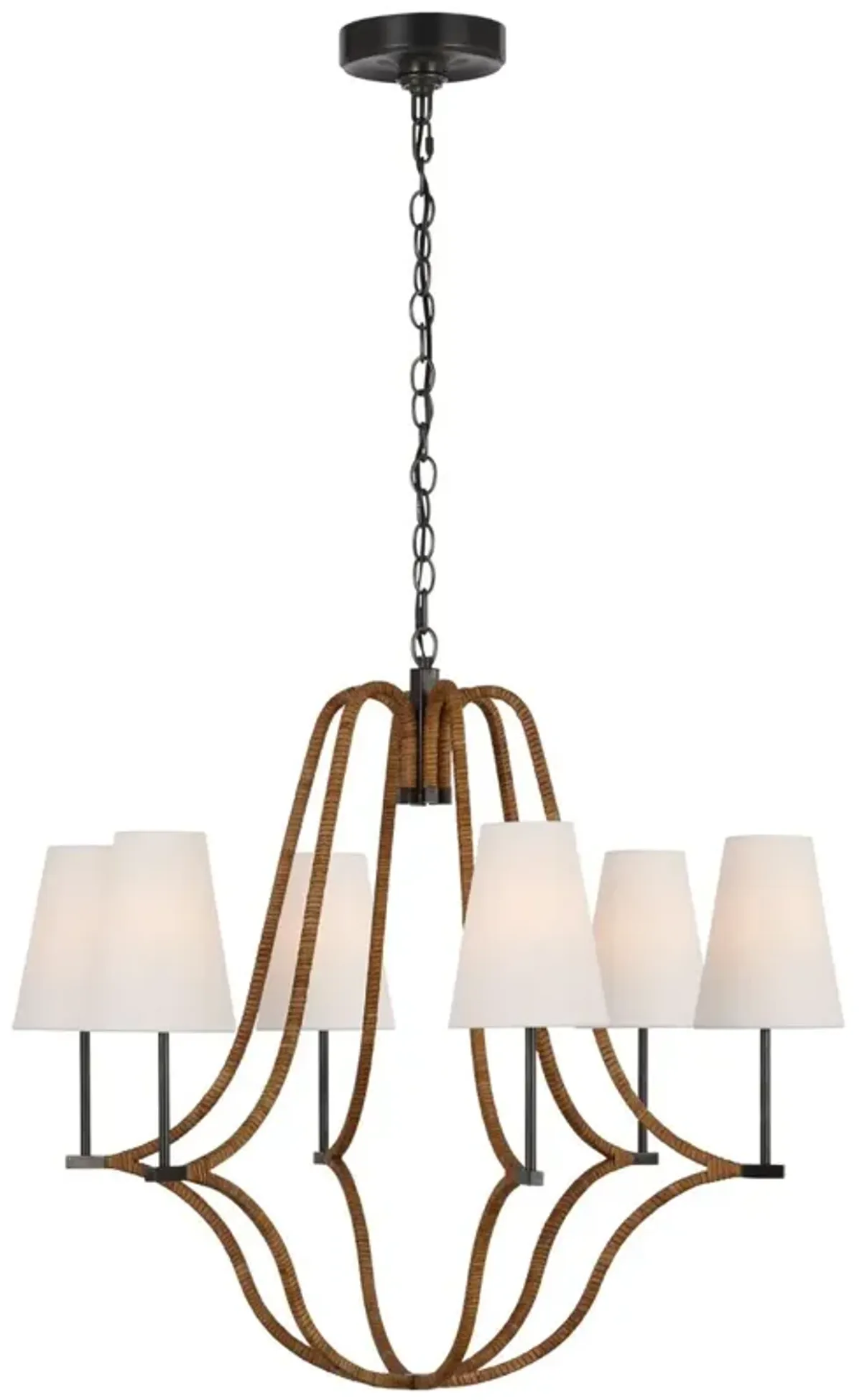Visual Comfort - Biscayne Large Rattan-Wrapped Chandelier - Brown