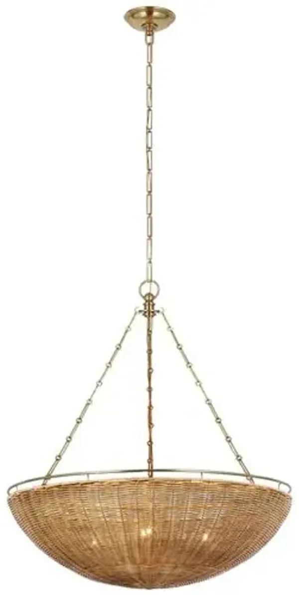 Visual Comfort - Clovis Rattan Chandelier - Gold