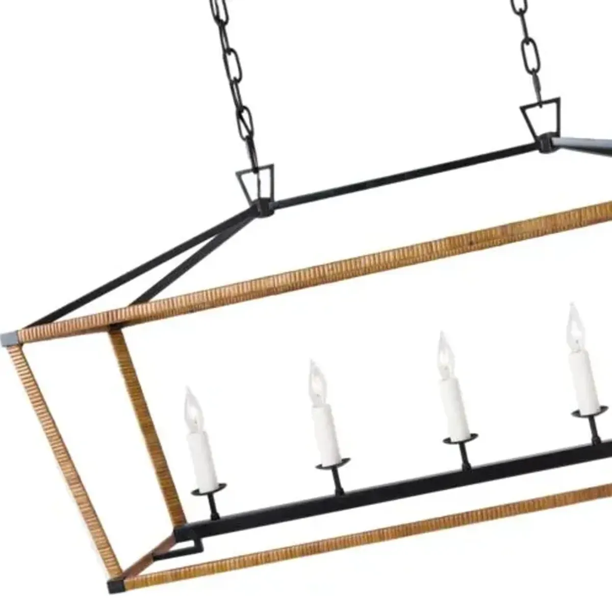 Visual Comfort - Darlana Rattan Wrapped Linear Lantern - Black