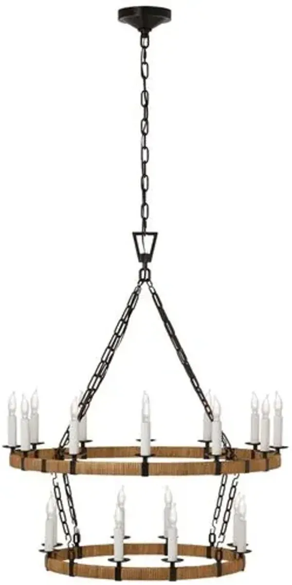 Visual Comfort - Darlana Rattan Wrapped Two Tier Chandelier - Black