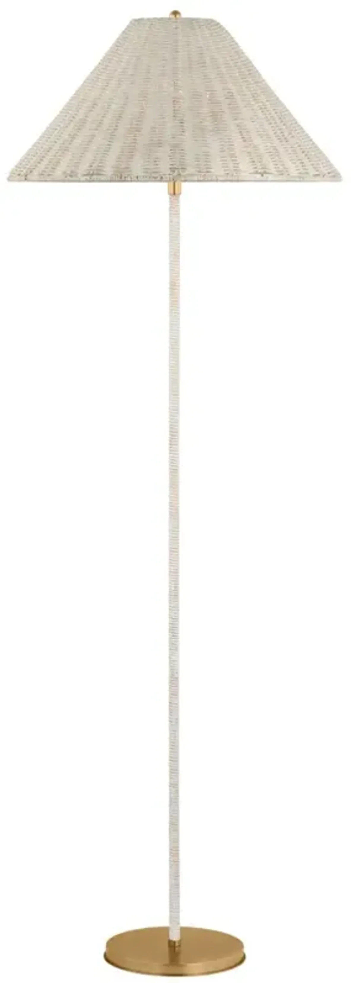 Visual Comfort - Wimberley Medium Rattan-Wrapped Floor Lamp - Soft Brass/White Wicker