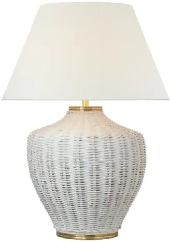 Visual Comfort - Evie Large Rattan Table Lamp - White