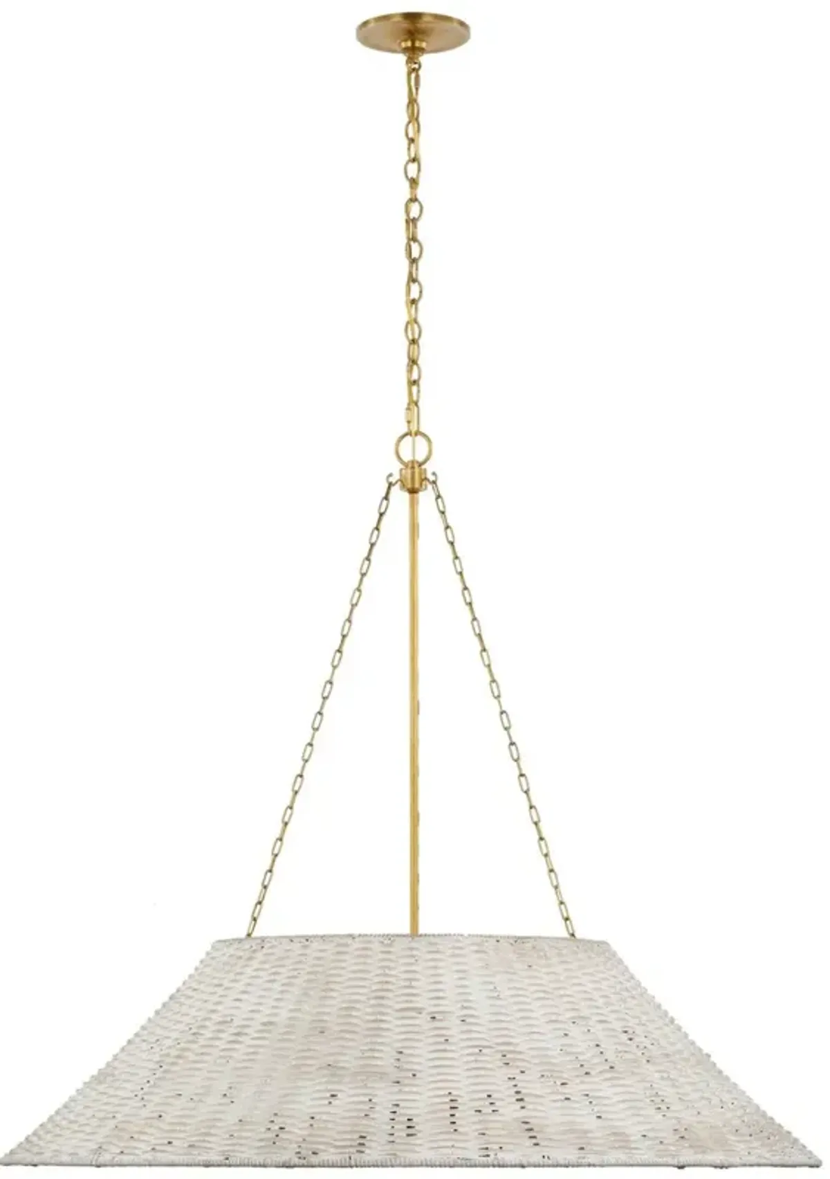 Corinne Extra Large Woven Hanging Shade, Soft Brass/White Wicker
