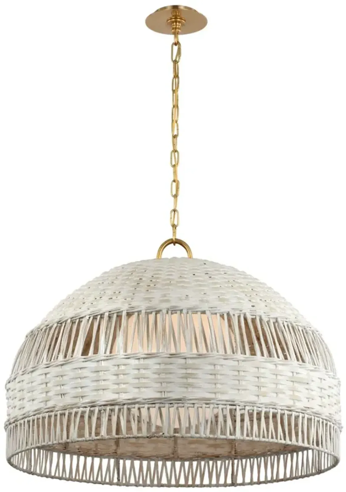 Visual Comfort - Whit Extra Large Dome Hanging Shade - Soft Brass/White Wicker - Gold