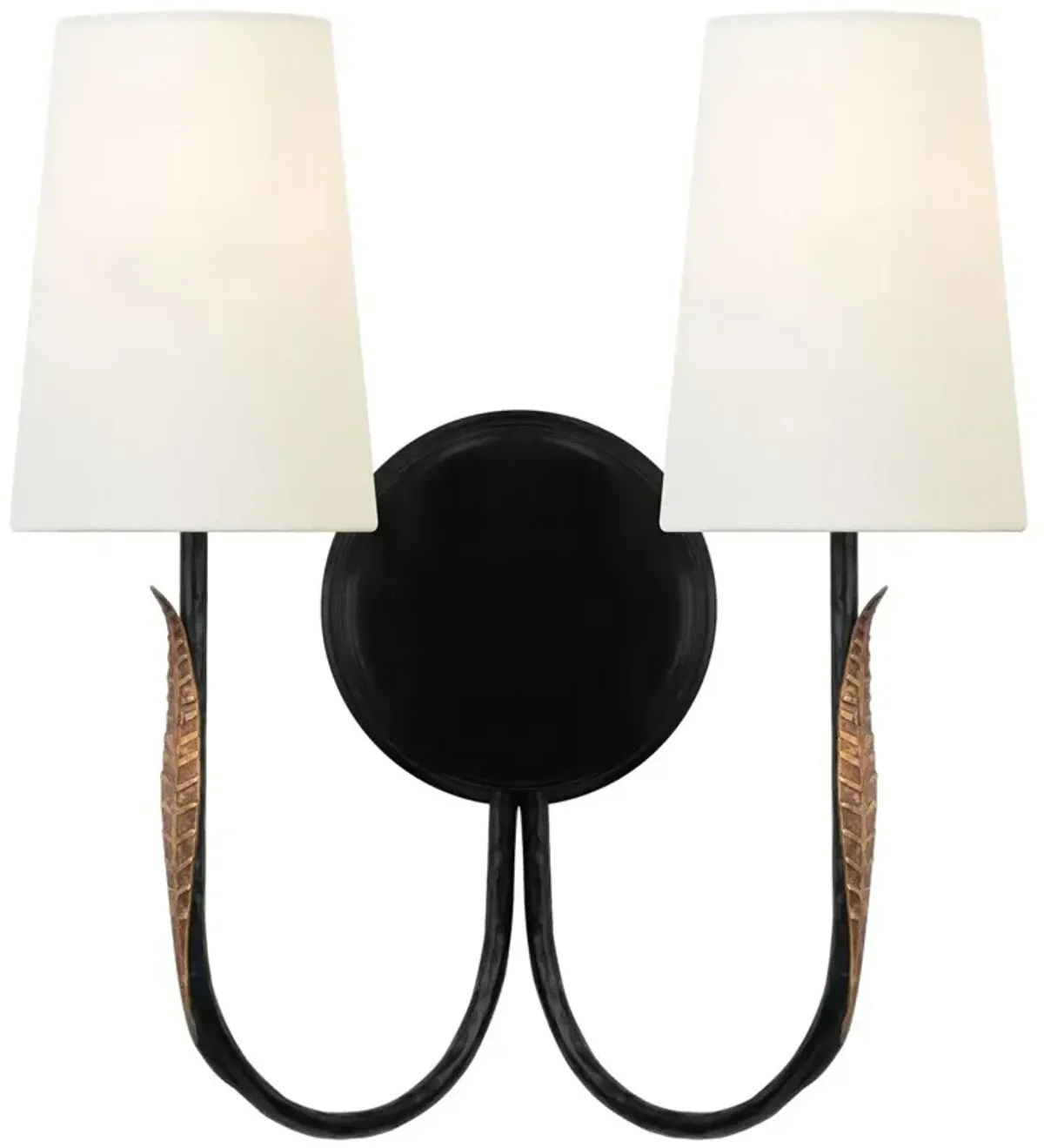 Visual Comfort - Kairos 14" Double Sconce - Aged Iron/Roman Bronze - Black