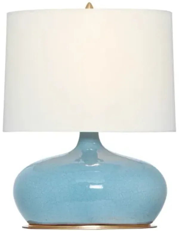 Visual Comfort - Olinda 17" Low Crackle Ceramic Table Lamp - Blue