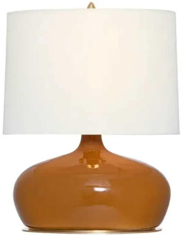 Visual Comfort - Olinda 17" Low Crackle Ceramic Table Lamp - Orange