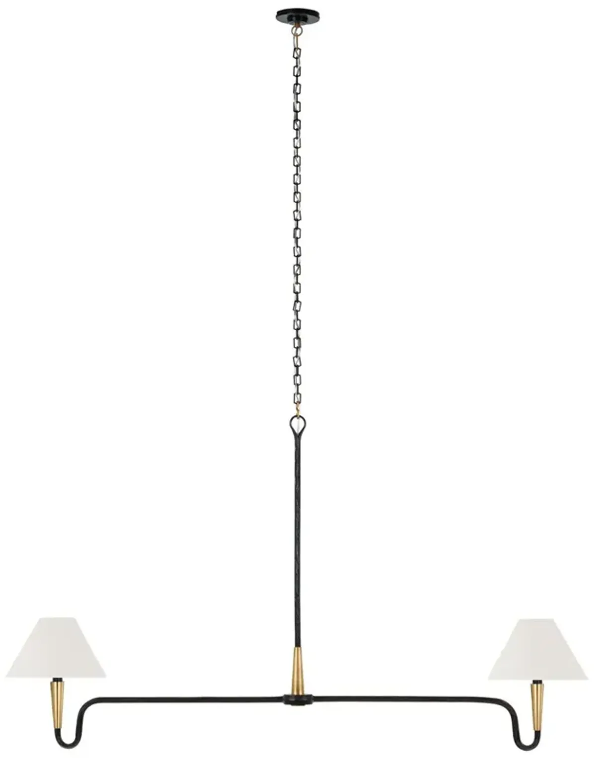 Visual Comfort - Cavalli 60" Linear Chandelier - Aged Iron/Hand-Rubbed Antique Brass - Black