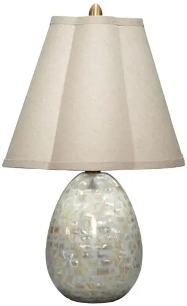 Capsule Mother of Pearl Mini Table Lamp - Mixed White - Jamie Young Co.