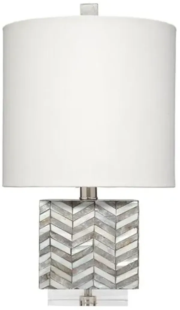 Garbo Mother of Pearl Table Lamp - Jamie Young Co. - Handcrafted - Gray