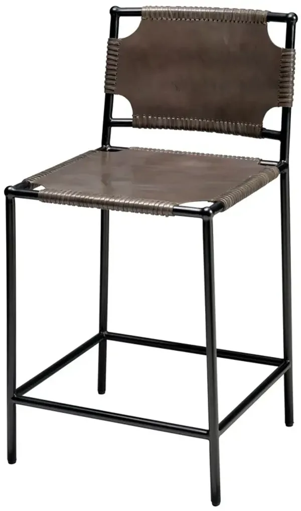 Asher Leather Counterstool - Grey - Jamie Young Co. - Gray