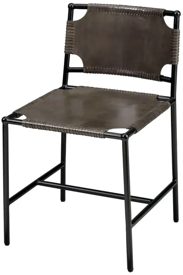 Asher Leather Dining Chair, Grey