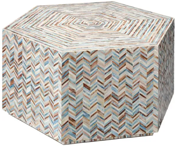 Hepburn Mother of Pearl Hexagon Coffee Table, Multicolor