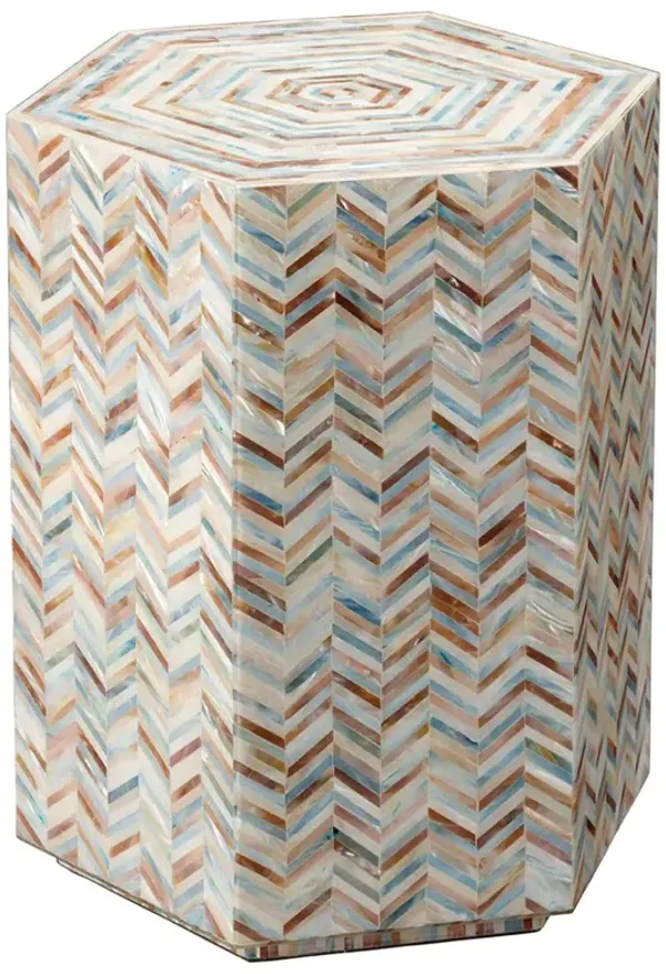 Hepburn Mother of Pearl Hexagon Side Table, Multicolor