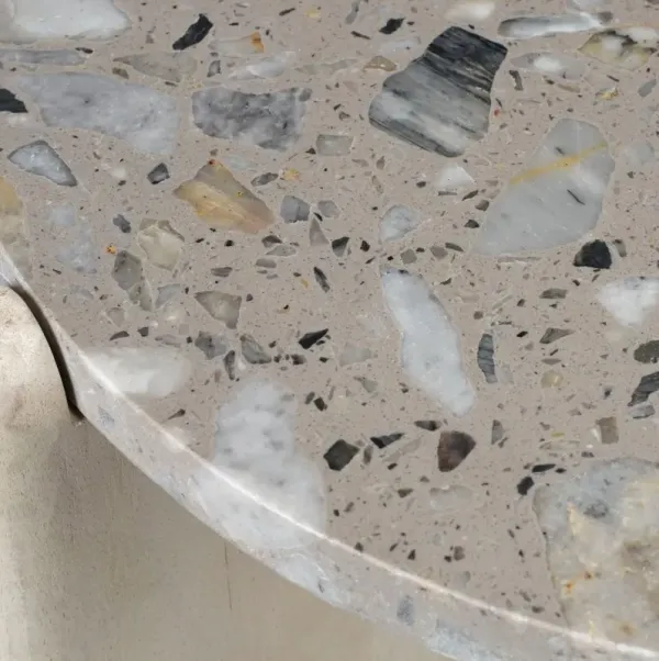 Quarry Terrazzo Stone Top Side Table, Grey
