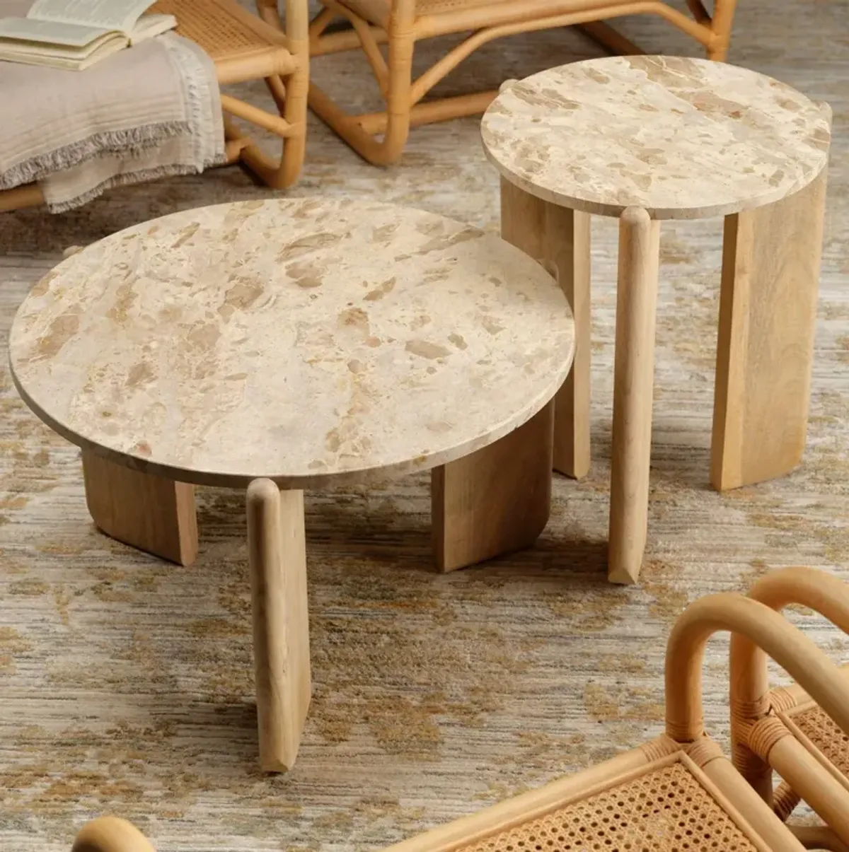 Quarry Tendua Stone Top Side Table, Natural