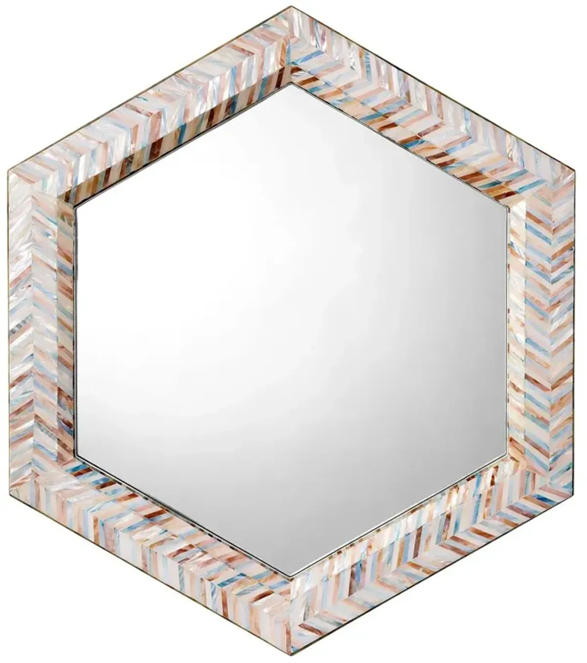 Academy Mother of Pearl Hexagon Wall Mirror, Multicolor