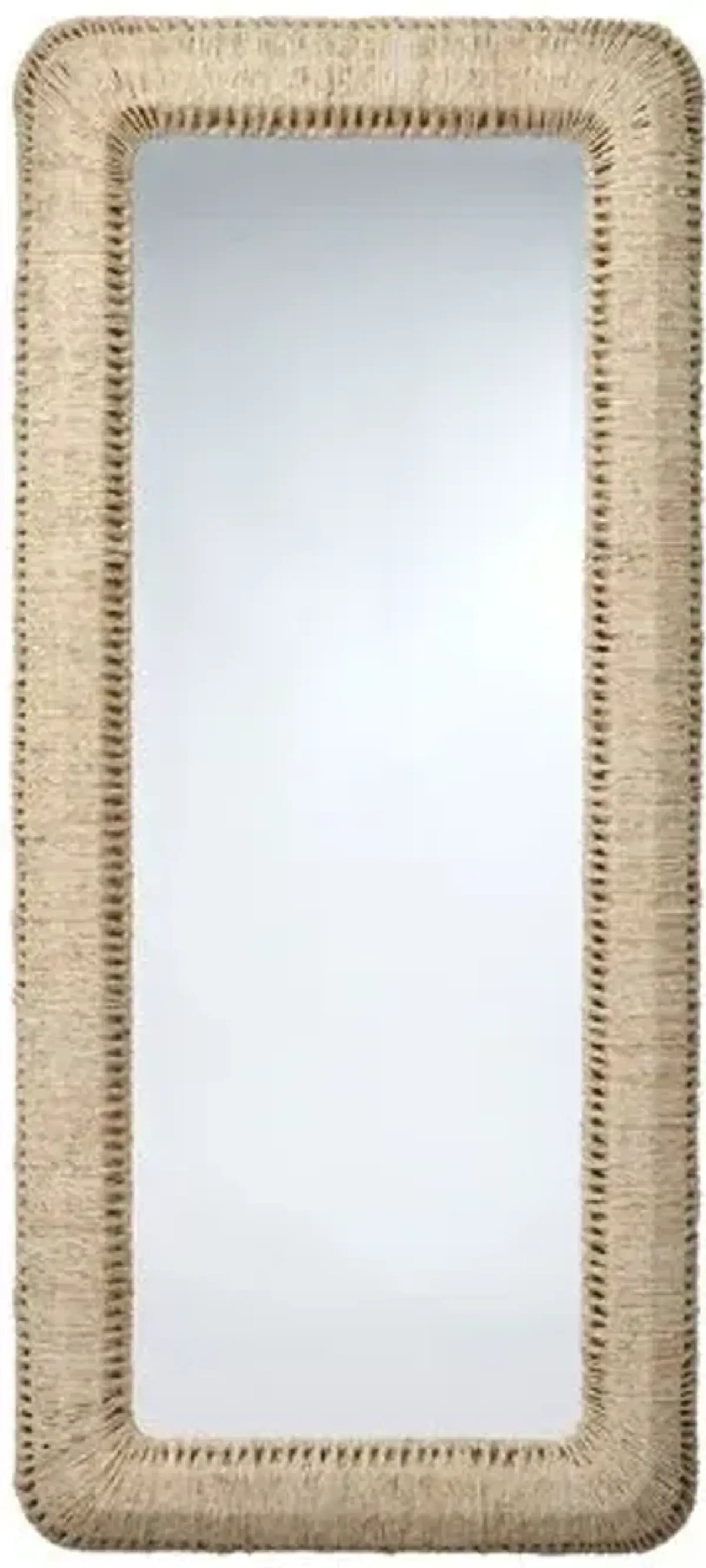 Hollis Cornhusk Rectangle Floor Mirror - Natural - Jamie Young Co. - Brown