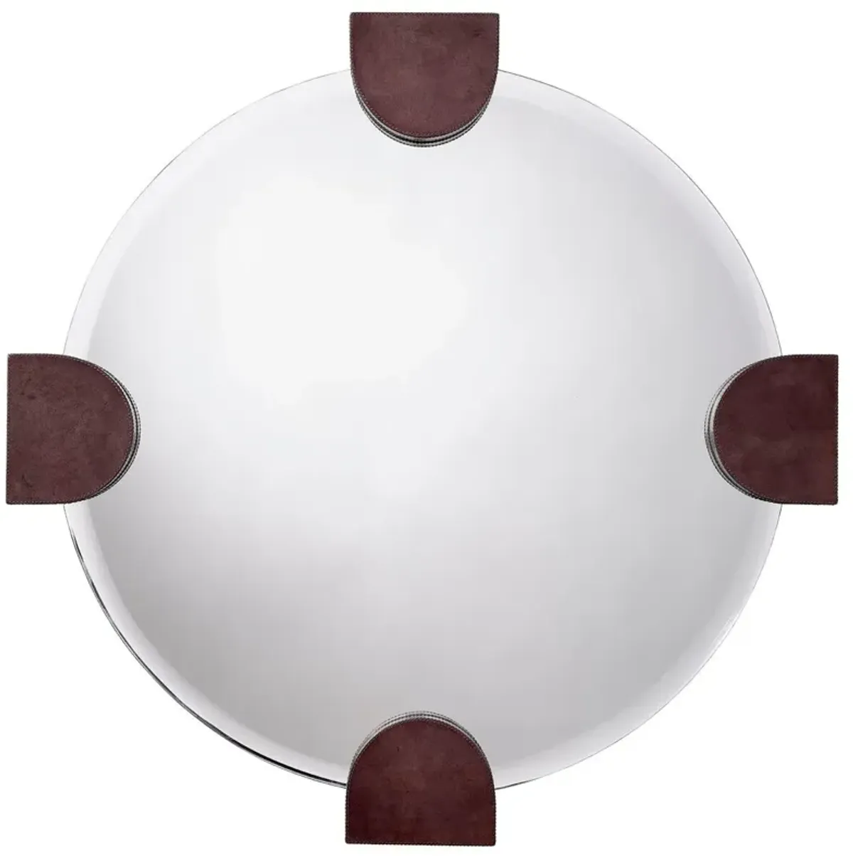 Quadrant Leather Wall Mirror, Grey