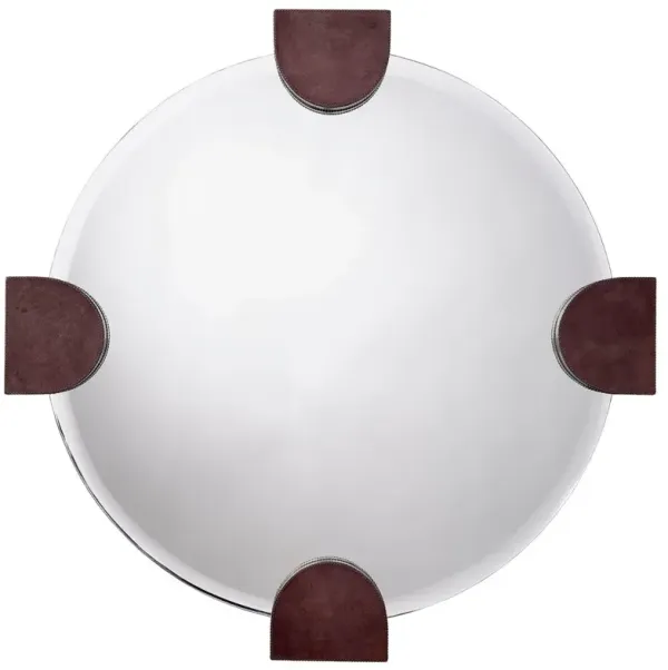 Quadrant Leather Wall Mirror, Grey