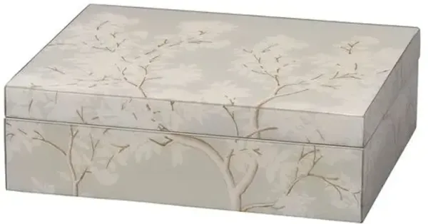 Garland Tree Print Wooden Box - Grey - Jamie Young Co. - Handcrafted - Gray