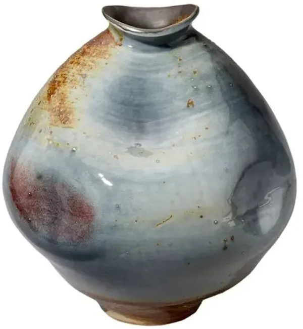 Madrid Ceramic Dimpled Vase - Blue - Jamie Young Co.