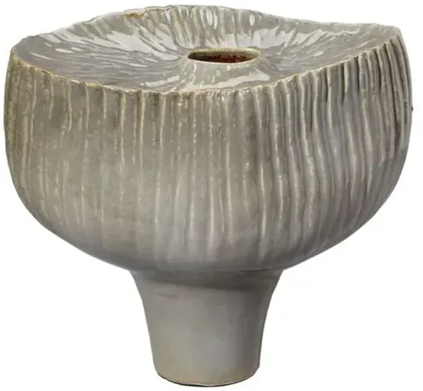 Plunge Asymmetric Ceramic Vessel - Jamie Young Co. - Handcrafted - Gray