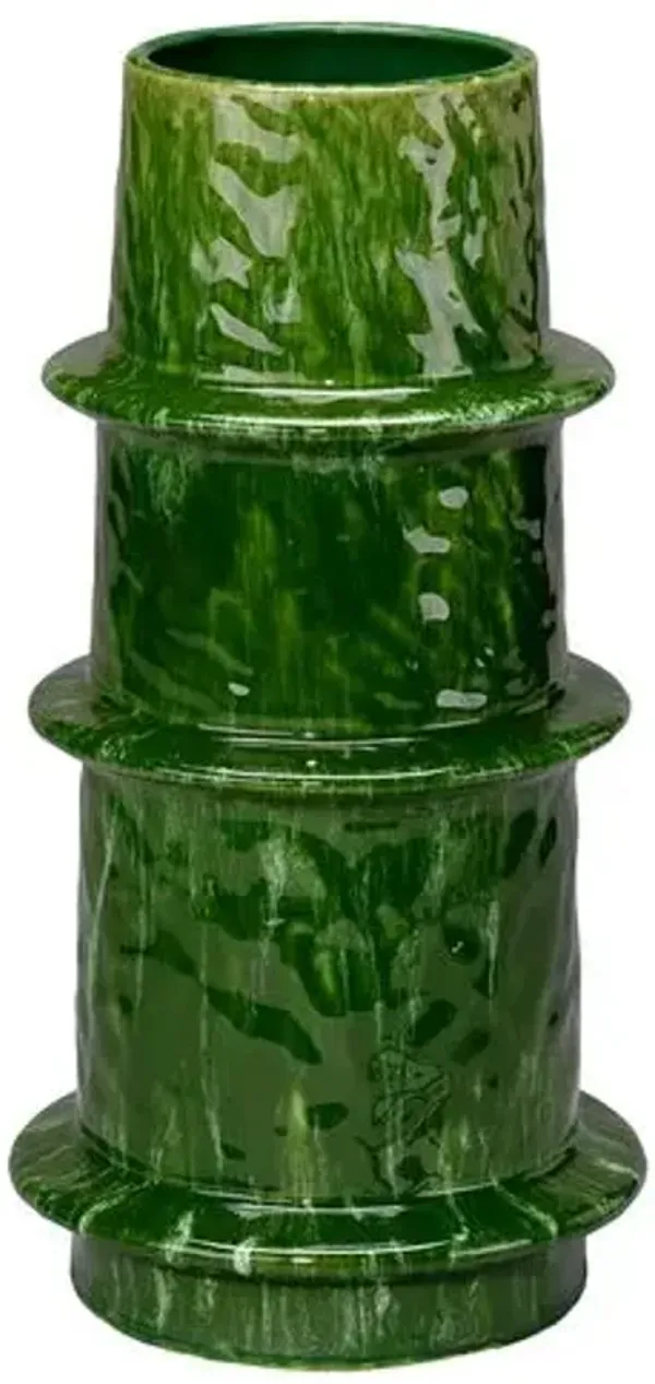 Saturn Ceramic Vessel - Green - Jamie Young Co.