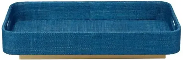 Utopia Raffia Footed Tray - Indigo - Jamie Young Co. - Blue