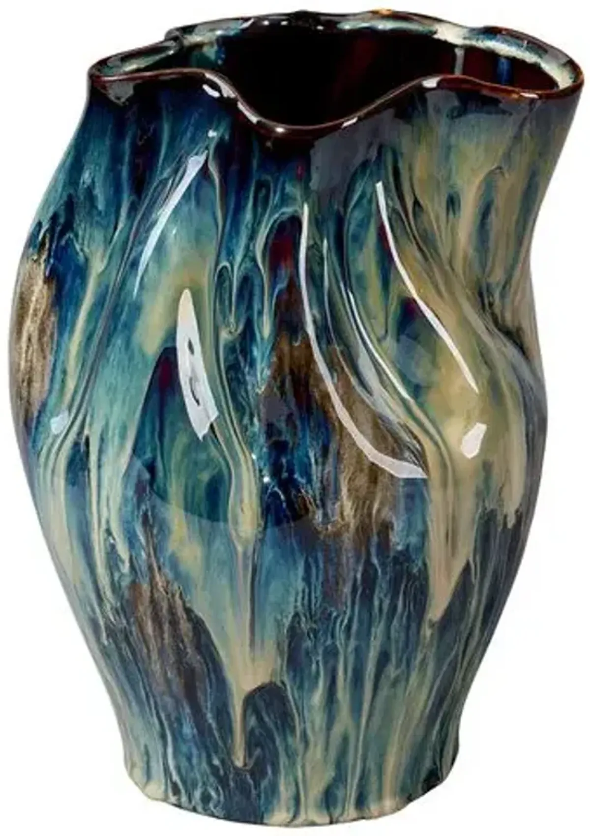 Whirl Ceramic Vase - Blue - Jamie Young Co.