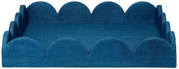 Wonderland Raffia Ruffle Scallop Tray - Jamie Young Co. - Handcrafted - Blue