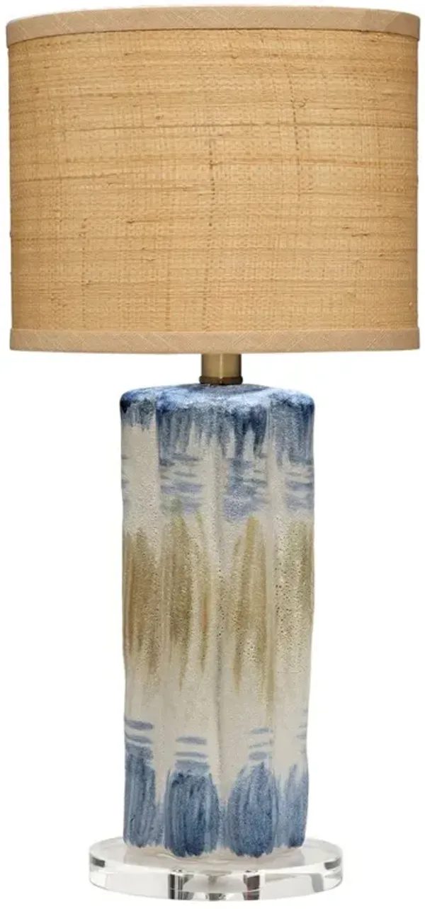 Abstract Ceramic/Raffia Table Lamp - Blue - Jamie Young Co.